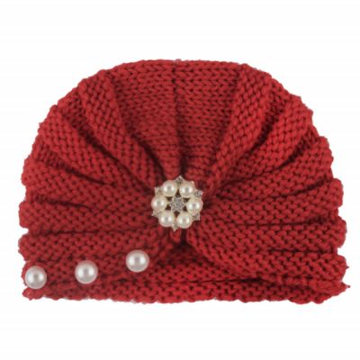 Caciulita crosetata tip turban cu perlute si strasuri MDx-19064-sa1