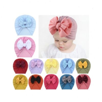 Caciulita tip turban cu fundita in fata MBx-21008-c4.6-9 luni (Marimea 19 incaltaminte)-Kaki