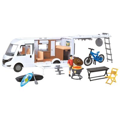 Rulota dickie toys camper hymer camping van class b cu figurina si accesorii hubs203837021
