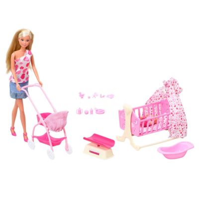 Set simba steffi love new born baby set papusa 29 cm, 1 bebelus si accesorii hubs105730861