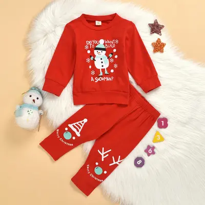 Pijama rosie pentru copii - Snowman MDMS07