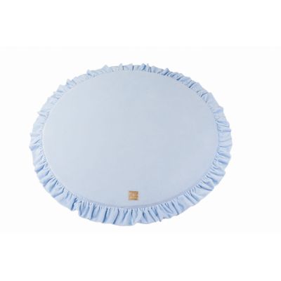 Saltea Rotunda Pentru Joaca Din Spuma, Catifea Babyblue Cu Volanas, Diametru 100 Cm Pjbmata024