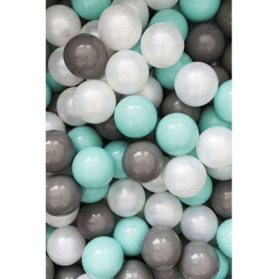 Set 200 Bile din Plastic Colorate, 7 cm Flumi FM3302911 BBJFM3302911_Alb/Verde Menta/Gri