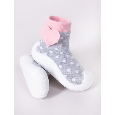 Mocasini pentru fetite cu talpa antiderapanta - Dots with Heart OB-148.Marimea 24