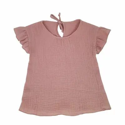 Bluza cu maneca scurta si volanase muselina fete Romantic Rose 2-3 ani KDETMV23RR