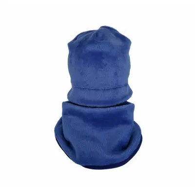 Set caciula cu protectie gat Fleece Blue pentru copii 6-18 luni, din bumbac KDECPF618BLU