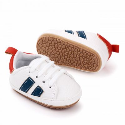 Adidasi albi cu dungi bleumarine si insertie portocalie MDd2547-1-p29