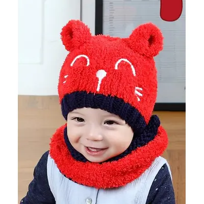 Set rosu caciulita cu fular - Pisicuta MDWHT951-sa1