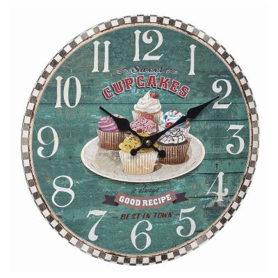 Ceas analog de perete din MDF, design VINTAGE, CupCakes, TFA 60.3045.13