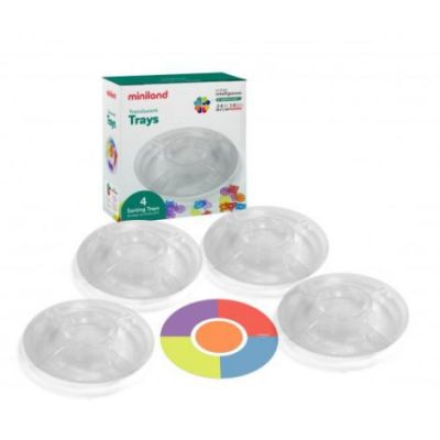Set 4 tavite compartimentate translucide pentru sortare - okeml32168