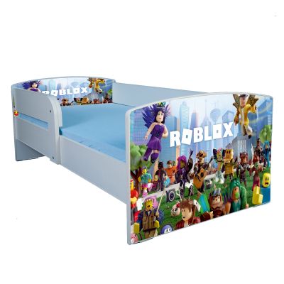 Pat Copii Roblox Cu Protectie Laterala Si Saltea Inclusa 160x80 Fara Sertar Ptv1913