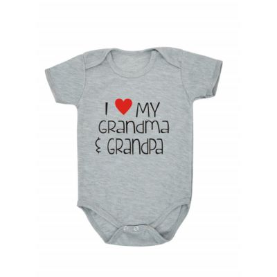 Body gri pentru bebelusi - I love ADHY5038-3.3-6 luni (Marimea 18 incaltaminte)