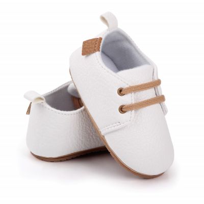 Pantofiori eleganti albi cu sireturi MBd2548-6-sa24.6-9 luni (Marimea 19 incaltaminte)