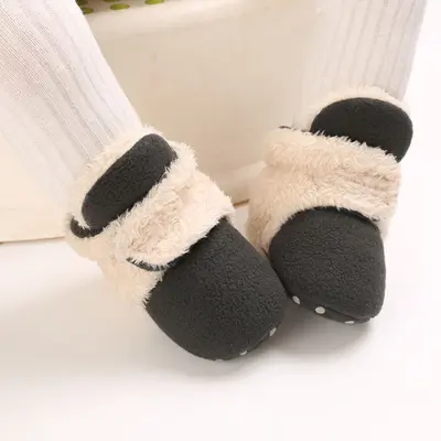 Cizmulite plusate crem cu gri petrol pentru bebelusi MDB255-7-sa1