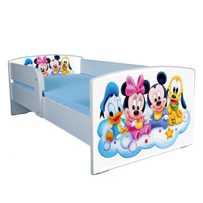 Patut personalizat cu Mickey si Prietenii varianta copii 2-8 ani cu saltea 140x70, fara sertar PTV1846