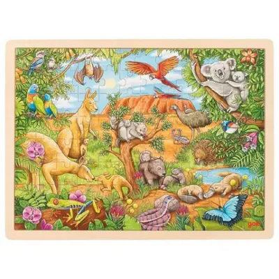 Puzzle din lemn cu 96 piese animale din australia - okegoki57441