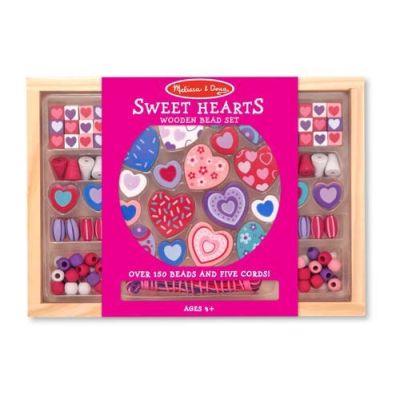 Melissa and doug - set margele din lemn inimioare deco - okemd4175