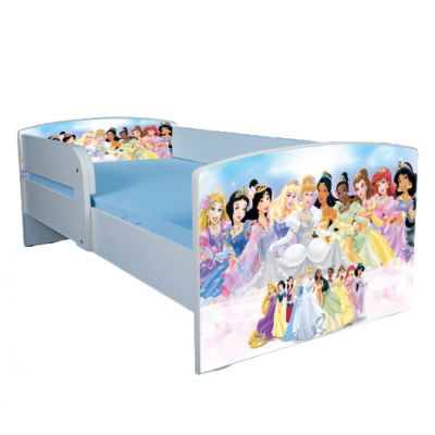 Pat Personalizat Printesele Disney 160x80 Cu Saltea Inclusa, Fara Sertar Ptv1841