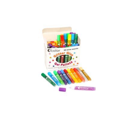 Set 50 flacoane lipici glitter in 12 culori asortate - okelfc0967