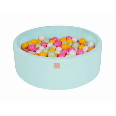 Piscina Uscata Cu 200 De Bile (alb, Verde, Roz, Galben) Meowbaby  , 90x30 Cm, Mint Pjbmeo143