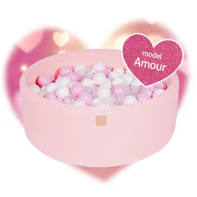 Piscina Uscata Cu 250 De Bile (alb Perlat, Transparent, Roz Pastel) Meowbaby  , Amour, 90x30 Cm, Roz Deschis Pjbb001020