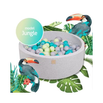 Piscina Uscata Cu 250 De Bile (turcoaz, Transparent, Verde, Gri) Meowbaby  , Jungle, 90x30 Cm, Gri Deschis Pjbb001017
