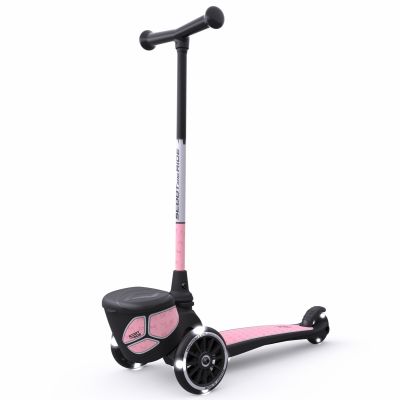 Trotineta Copii Pliabila Cu Roti Luminoase, Suport Jucarie, Highwaykick 2 Lifestyle Rose Reflectorizant, 2 Ani +, Pana La 50 Kg, Scoot  Ride Pjb96528