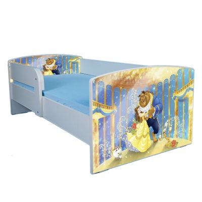 Pat Fete Frumoasa Si Bestia 2-12 Ani Cu Sertar Si Saltea 160x80, Protectie Detasabila Ptv1822