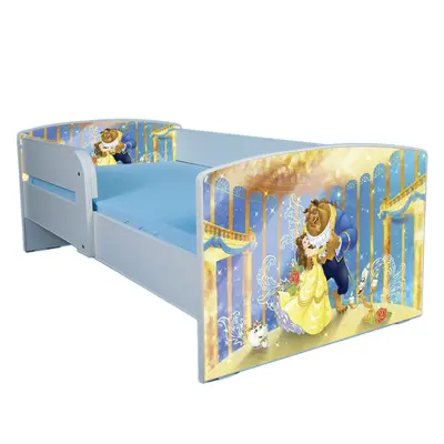 Patut Fetite 2-8 Ani Personalizat Frumoasa Si Bestia Cu Sertar, Protectie Detasabila Si Saltea 140 X 70 Cm Ptv1818