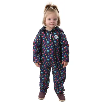 Salopeta impermeabila pentru copii Kidscare, cu protectie la vant si apa cu imprimeu Planete - marime 86 SUPKCSI506_Planete-86