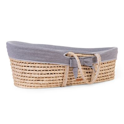 Cos bebe Childhome Moise din coji de porumb cu saltea, Husa Jerse Gri ERF5420007161149