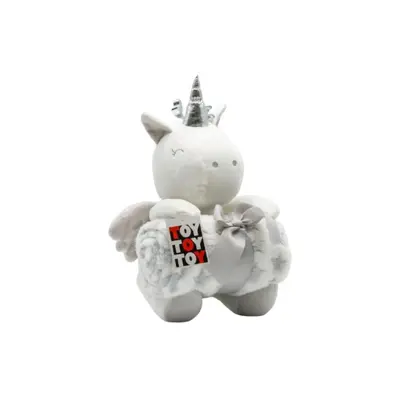 Paturica pufoasa cu jucarie TOY Unicorn 25cm. Hausmann KRS230715