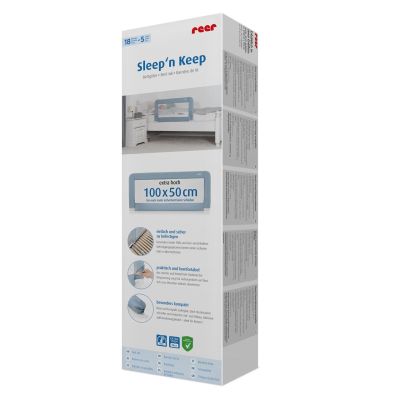 Bariera protectie anticadere pat copii, lungime 100 cm, albastru-gri, Reer Sleep'n Keep 45101