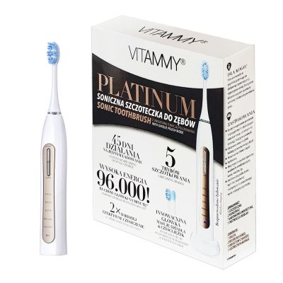 Periuta de dinti electrica VITAMMY Platinum, 96000 vibratii/min, 5 moduri de periaj, 2 capete... BITplatinum2