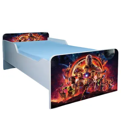 Patut Imprimat Avengers Cu Saltea SafeNest De 140x70 Cm, Fara Sertar Ptv1959