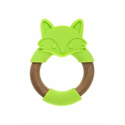 Bocioland - Jucarie de dentitie din silicon si lemn, Vulpe, Verde BYNBOC0524
