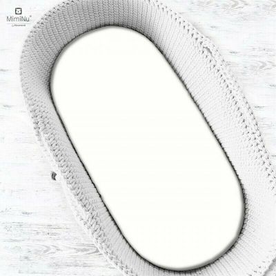 MimiNu - Cearceaf cu elastic pentru landou, 80x35 cm, Din Jerseu, Alb BYN5902021280322