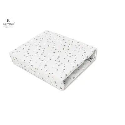 MimiNu - Cearceaf cu elastic pentru patut 140X70 cm, Din bumbac, Mini Gray Stars BYN6426972009249