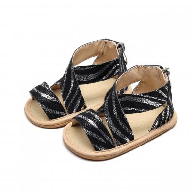 Sandalute negre cu dungi argintii MBZH1230-5-SA6
