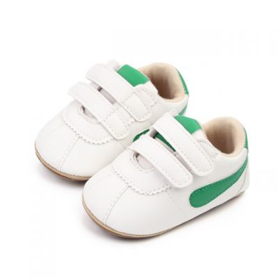 Adidasi albi cu insertie laterala verde MDd2765-4-p01