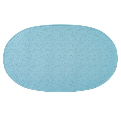 Covoras de baie antialunecare cu ventuze, din cauciuc natural, antibacterian, oval, 42 x 25 cm, albastru, MyHappyBath Mat, Reer 76023