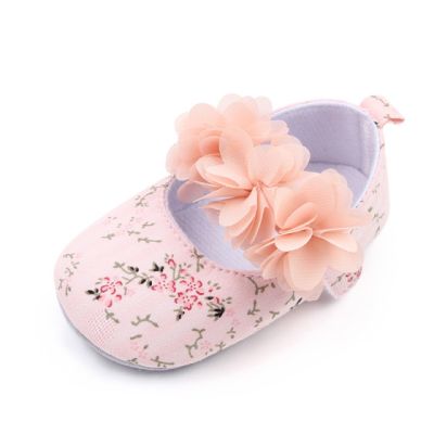 Pantofiori roz cu floricele imprimate mbd2725-1-ac1.3-6 luni (marimea 18 incaltaminte)