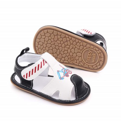 Sandalute alb cu negru pentru baietei - Masinuta MDD2574-3-SA6