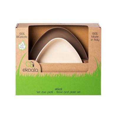 Set 2 farfurii, eKoala, BIOplastic, White/Brown KRTEK146