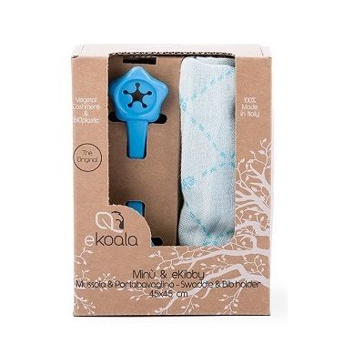 Set Swaddle si suport de prindere baveta, eKoala, Blue KRTEK202