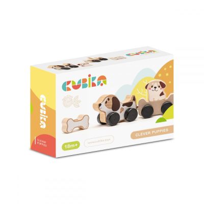 Jucarie din lemn Cubika, Puppy Family KRT15443