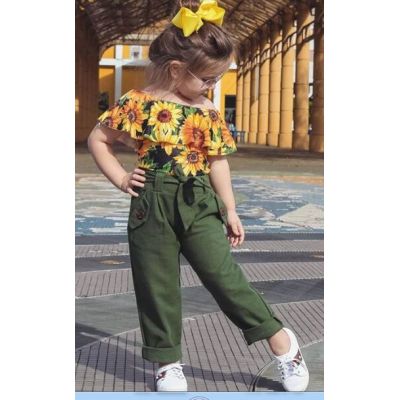Costumas cu pantaloni verzi - Floarea soarelui MB1511-DE4