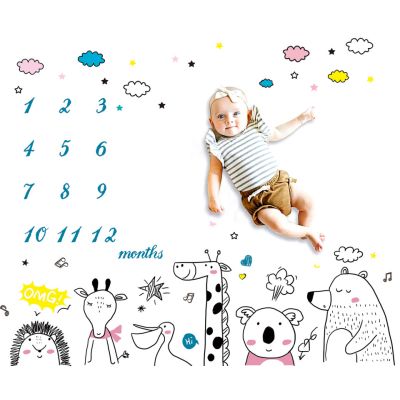 Suport textil tip Milestone, subtire, pentru fotografii memorabile Animale Prietenoase Model A DLLdrl-anpB