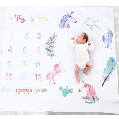 Suport textil tip Milestone subtire pentru fotografii memorabile Unicorni DLLdrl272