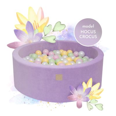 Piscina Uscata Cu 250 De Bile (pastel Roz Si Galben, Verde Deschis, Alb Perlat) Meowbaby  , Hocus Crocus, 90x30 Cm, Catifea Lila Pjbb001033